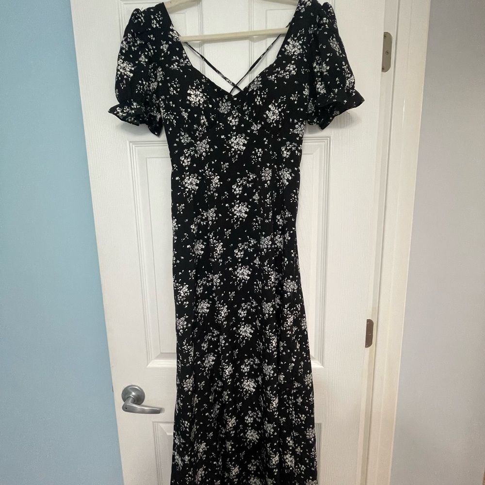 Inspired Hearts Black Floral Long Sleeve Dress